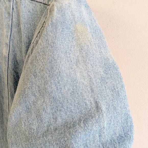 Vintage Midi Denim Dress with full button front with bead detail at neckline - Picture 5 of 10